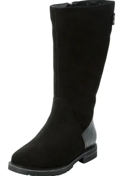 Weitschaftstiefel aus Leder mit Fellimitat