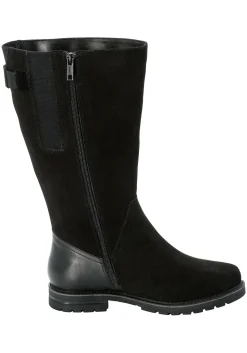 Weitschaftstiefel aus Leder mit Fellimitat