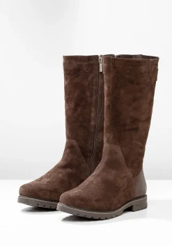 Weitschaftstiefel aus Leder mit Fellimitat