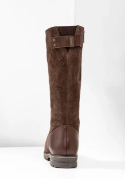 Weitschaftstiefel aus Leder mit Fellimitat