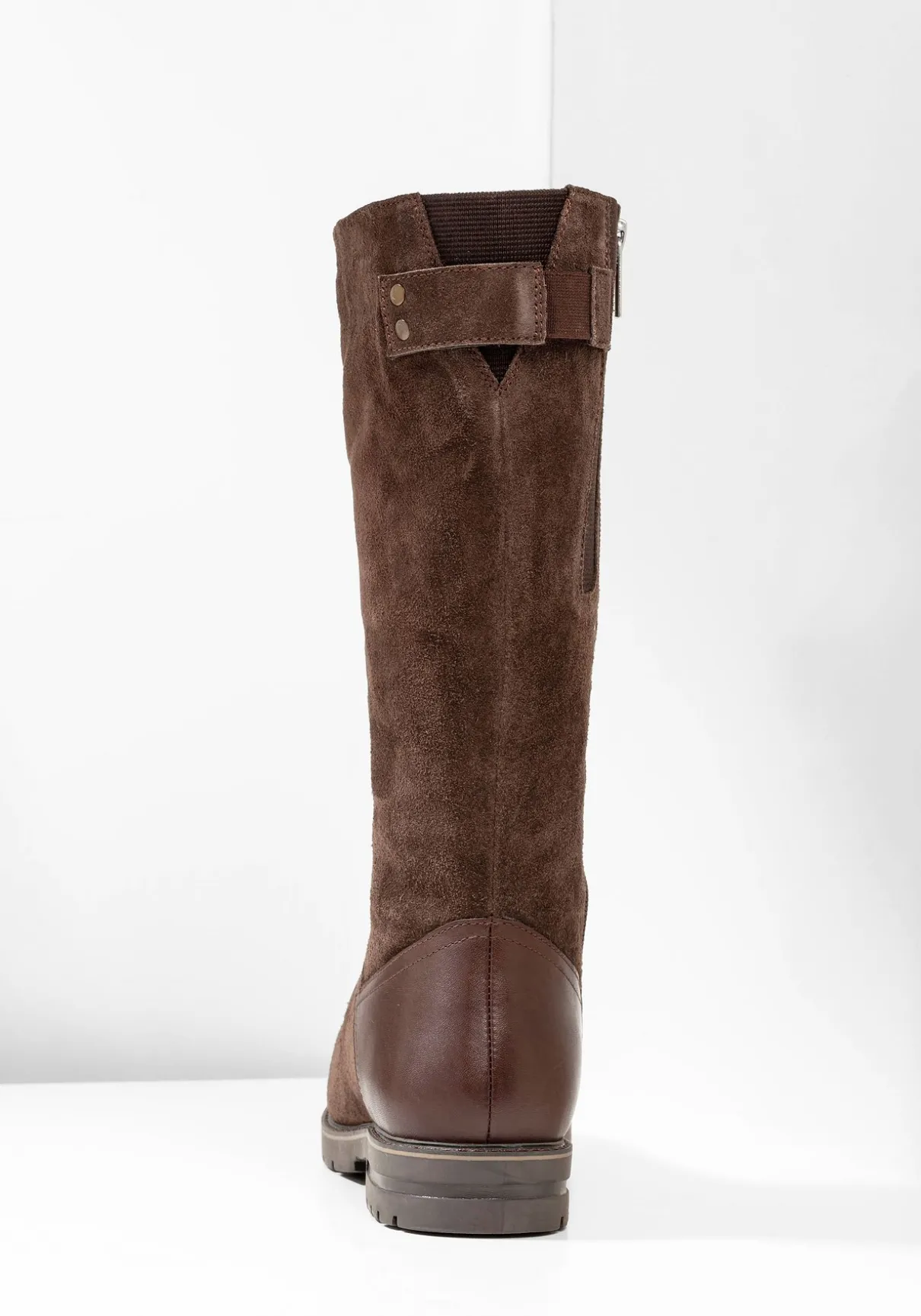 Weitschaftstiefel aus Leder mit Fellimitat