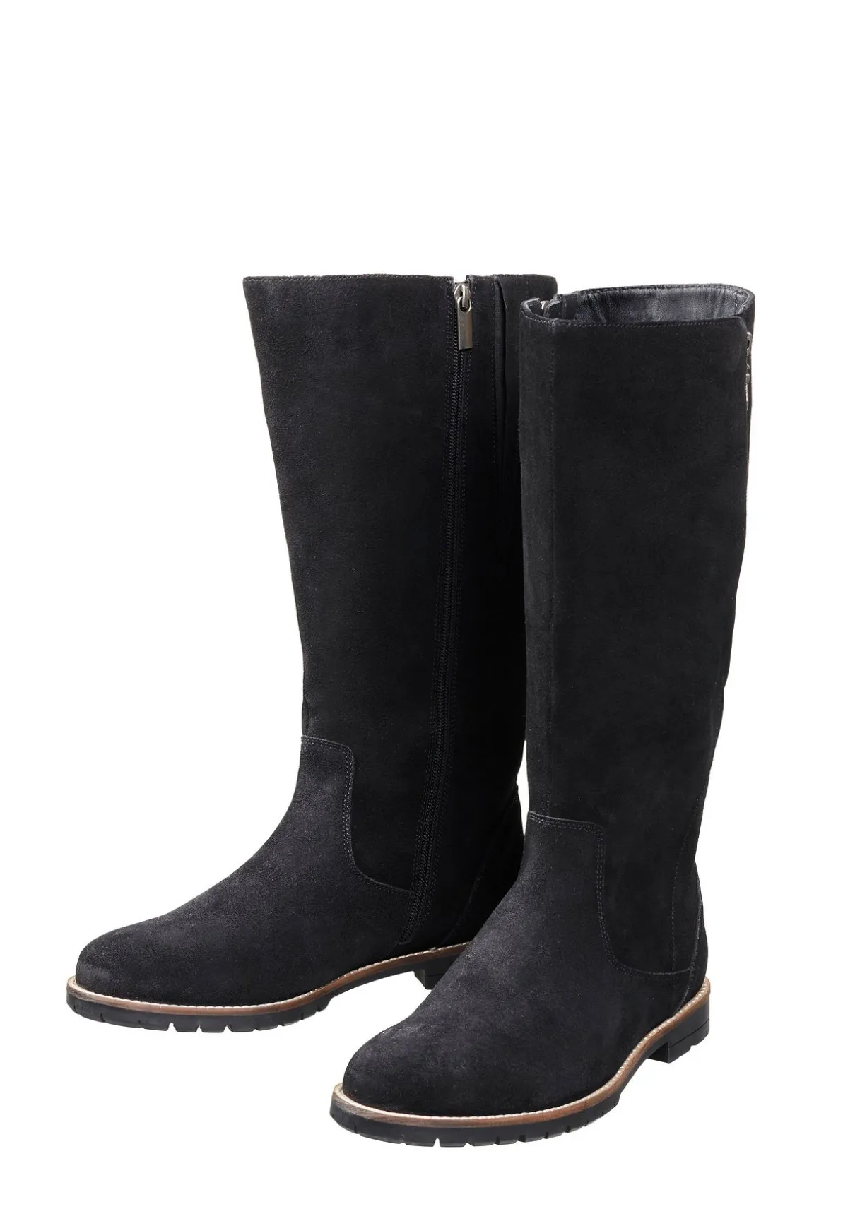 Weitschaftstiefel aus Leder, mit Zierreißverschluss