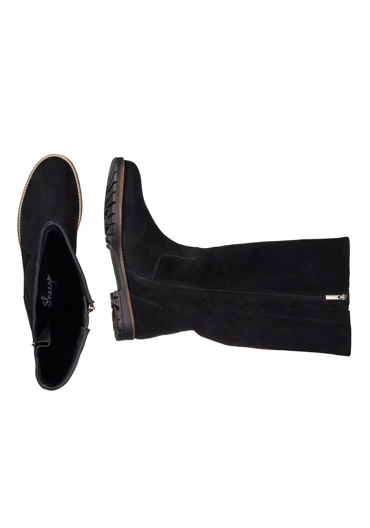 Weitschaftstiefel aus Leder, mit Zierreißverschluss