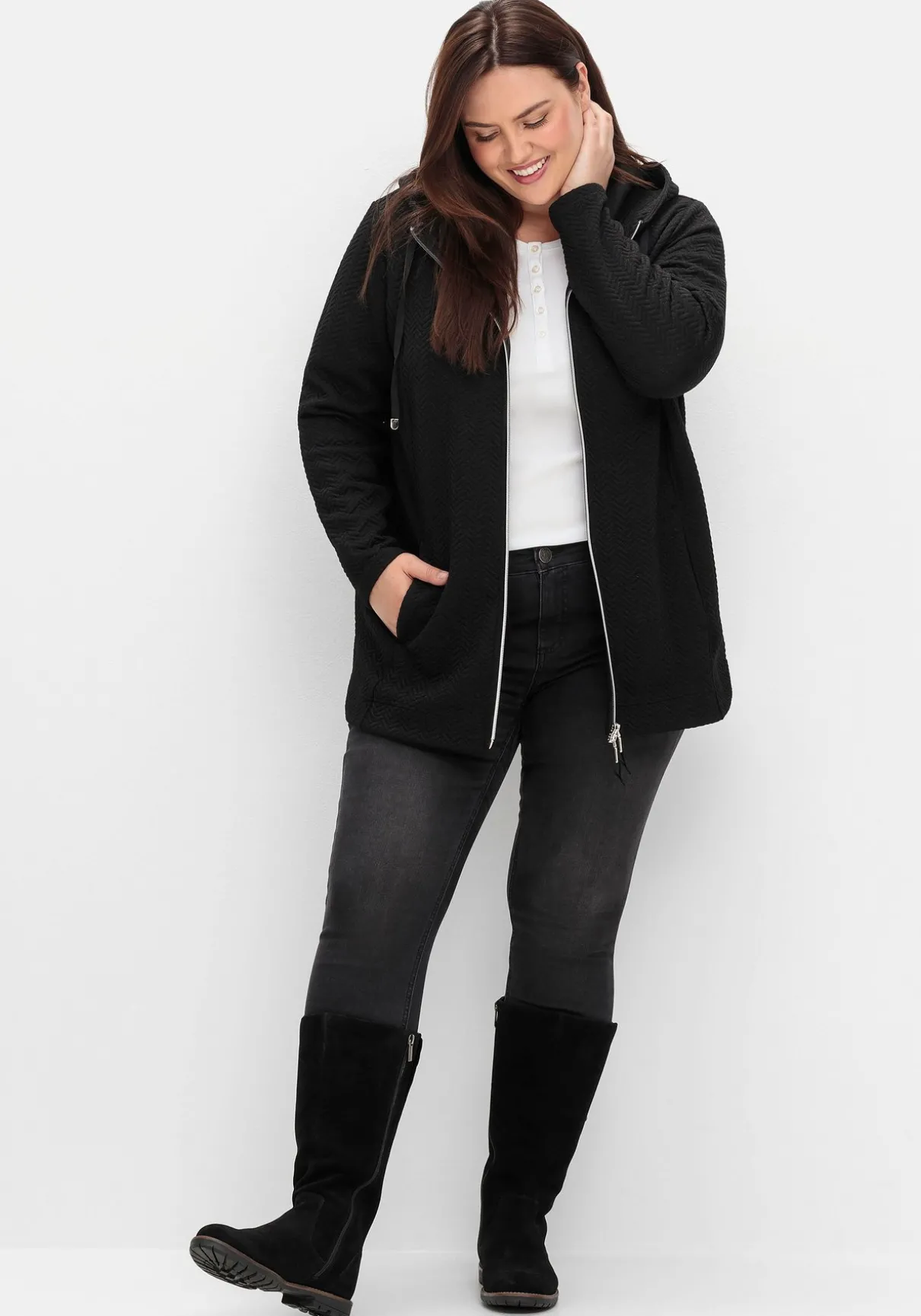 Weitschaftstiefel aus Leder, mit Zierreißverschluss