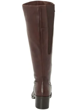 Weitschaftstiefel aus Leder mit Stretch-Einsatz