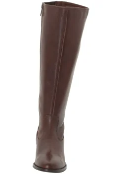 Weitschaftstiefel aus Leder mit Stretch-Einsatz