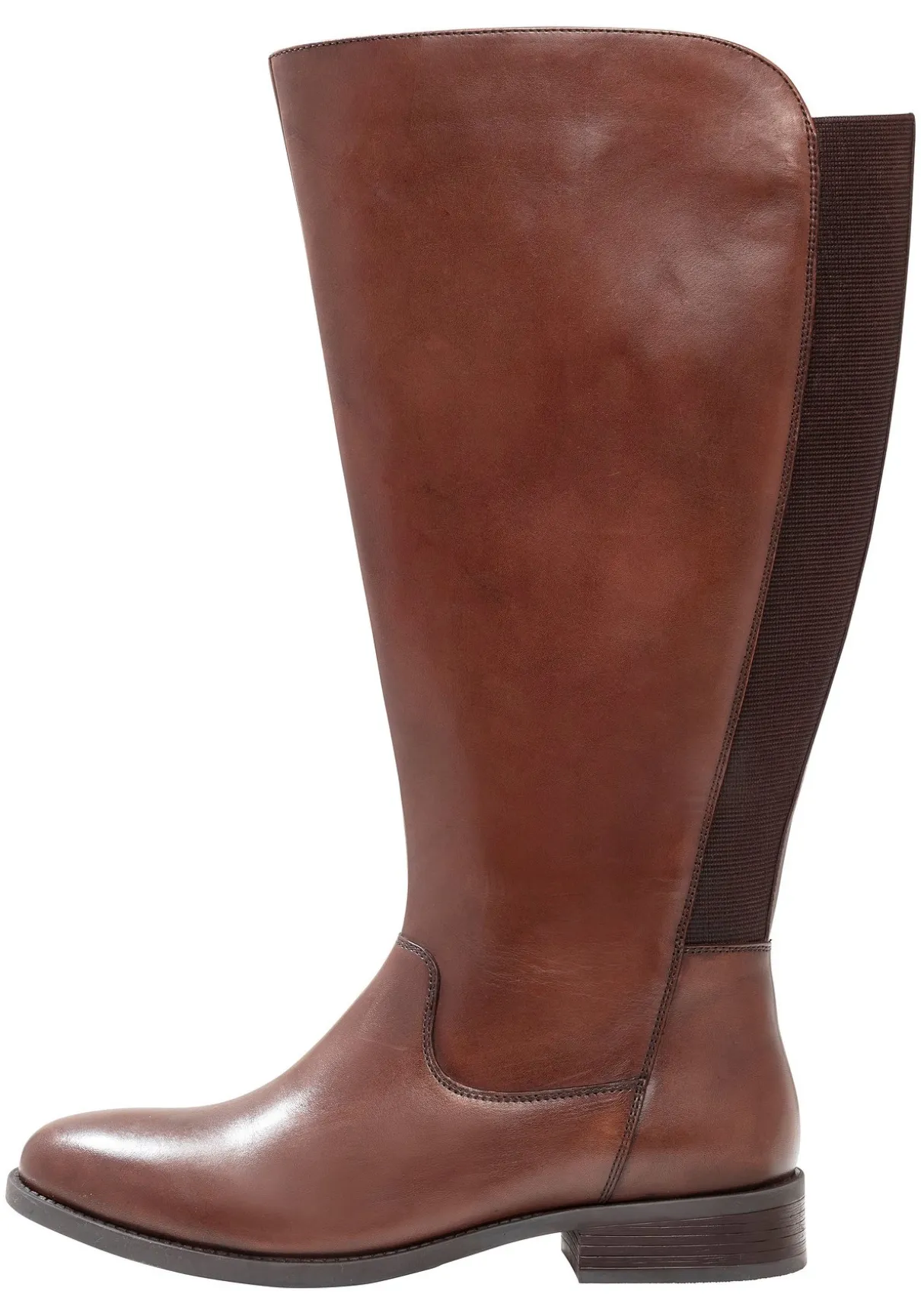 Weitschaftstiefel aus Leder mit Stretch-Einsatz