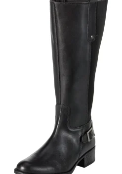 Weitschaftstiefel aus Leder mit Zierschnalle