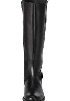 Weitschaftstiefel aus Leder mit Zierschnalle