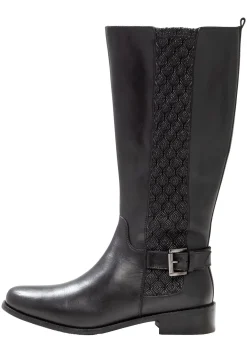 Weitschaftstiefel aus Leder, mit Schnallenbändern