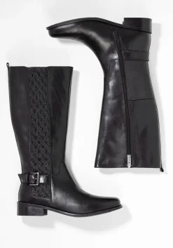 Weitschaftstiefel aus Leder, mit Schnallenbändern