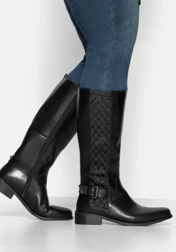 Weitschaftstiefel aus Leder, mit Schnallenbändern