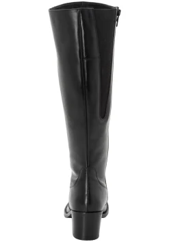 Weitschaftstiefel aus Leder mit Stretch-Einsatz