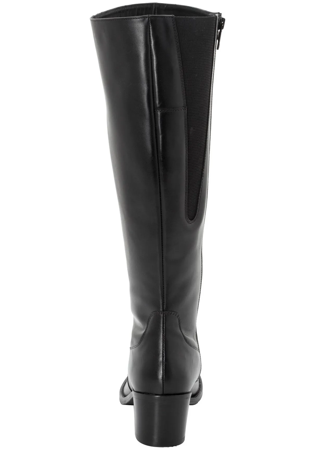 Weitschaftstiefel aus Leder mit Stretch-Einsatz