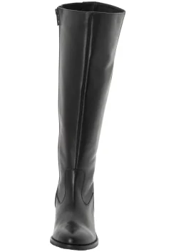 Weitschaftstiefel aus Leder mit Stretch-Einsatz