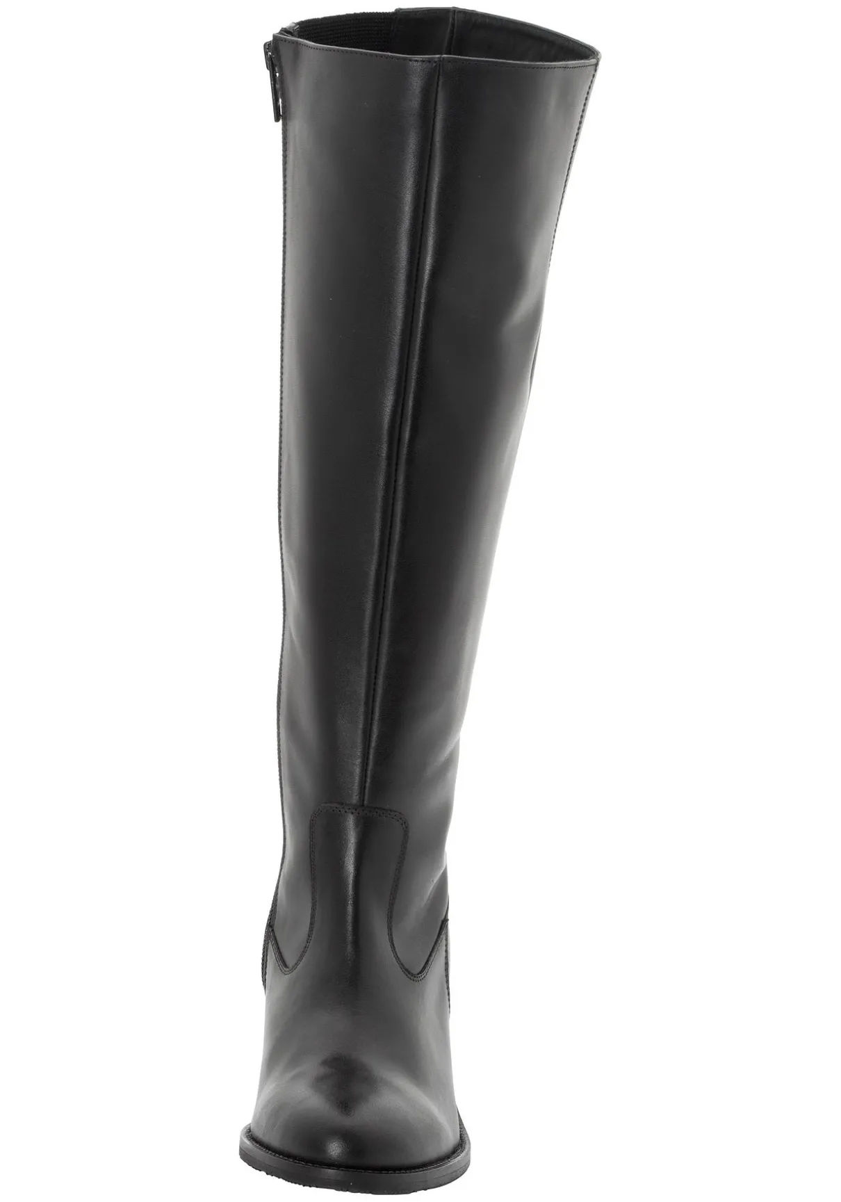 Weitschaftstiefel aus Leder mit Stretch-Einsatz