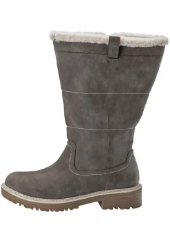 Weitschaftstiefel in Veloursleder-Optik