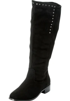 Weitschaftstiefel mit Nietenverzierung