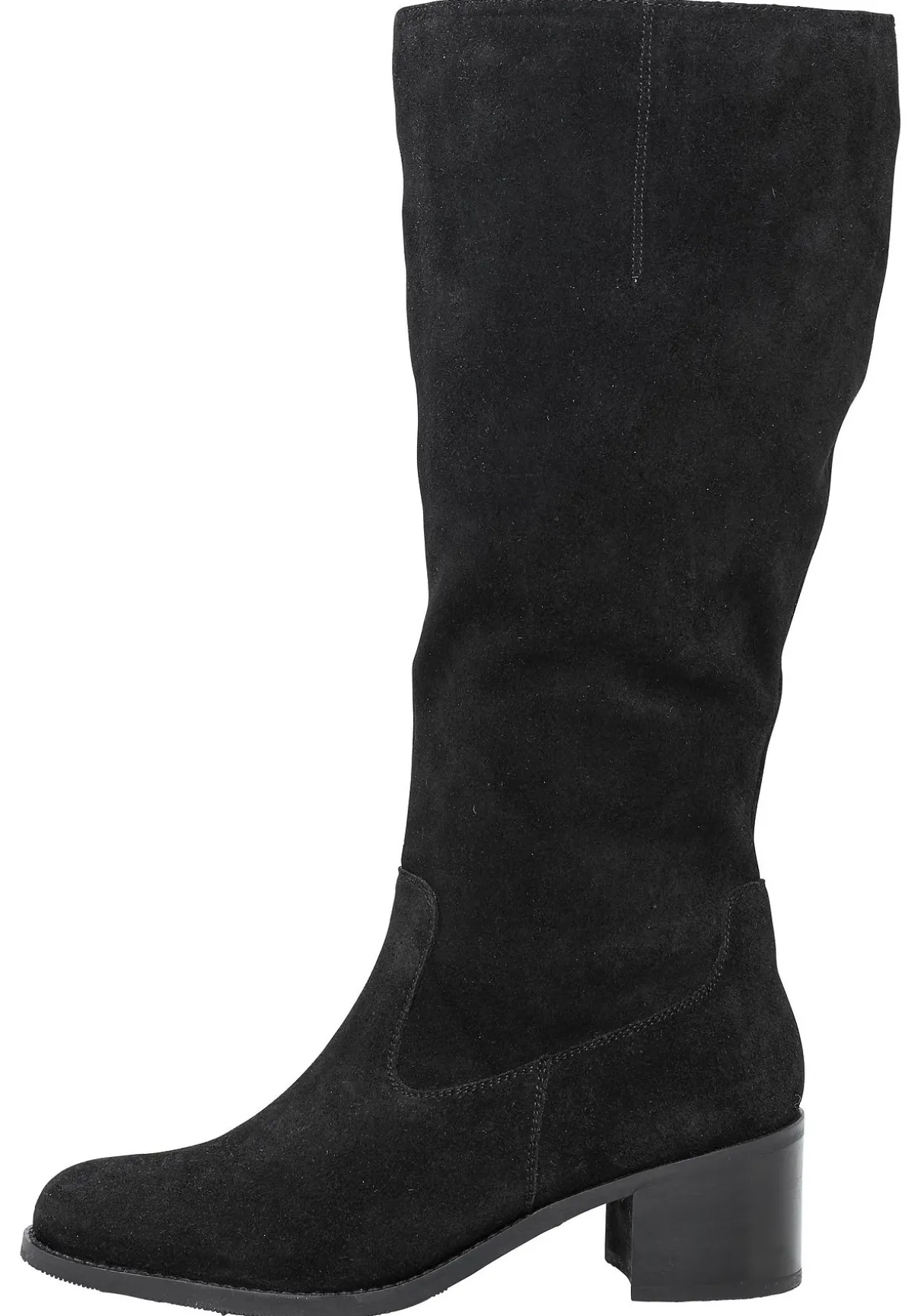 Weitschaftstiefel mit Stretcheinsatz, aus Veloursleder