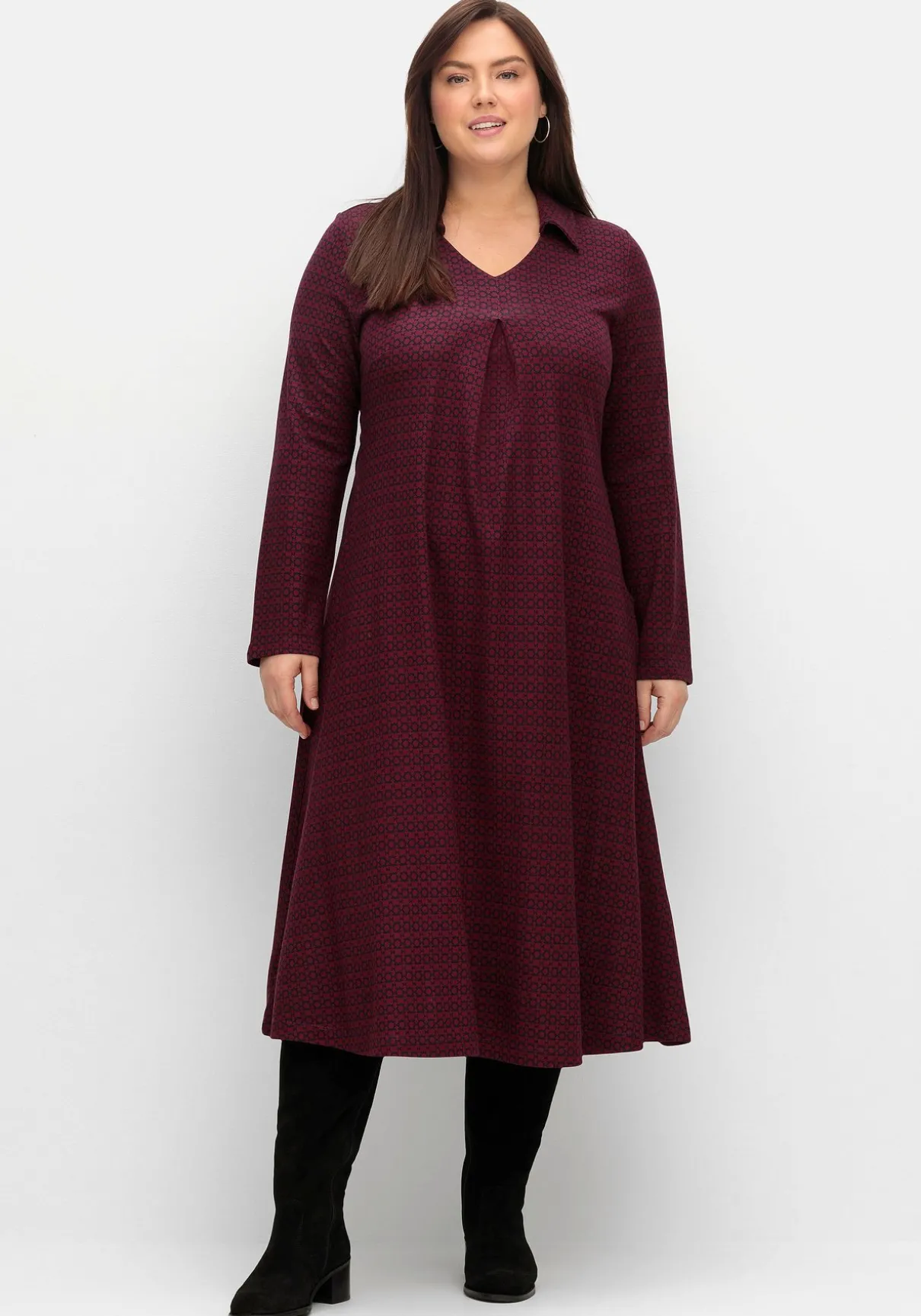 Weitschaftstiefel mit Stretcheinsatz, aus Veloursleder