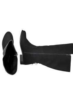 Weitschaftstiefel mit Stretcheinsatz, Velourslederimitat