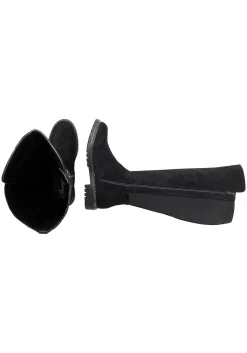 Weitschaftstiefel mit Stretcheinsatz, in Wildleder-Optik