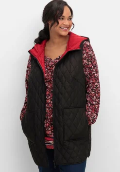 Wende-Steppweste mit Kapuze, in Rautensteppung