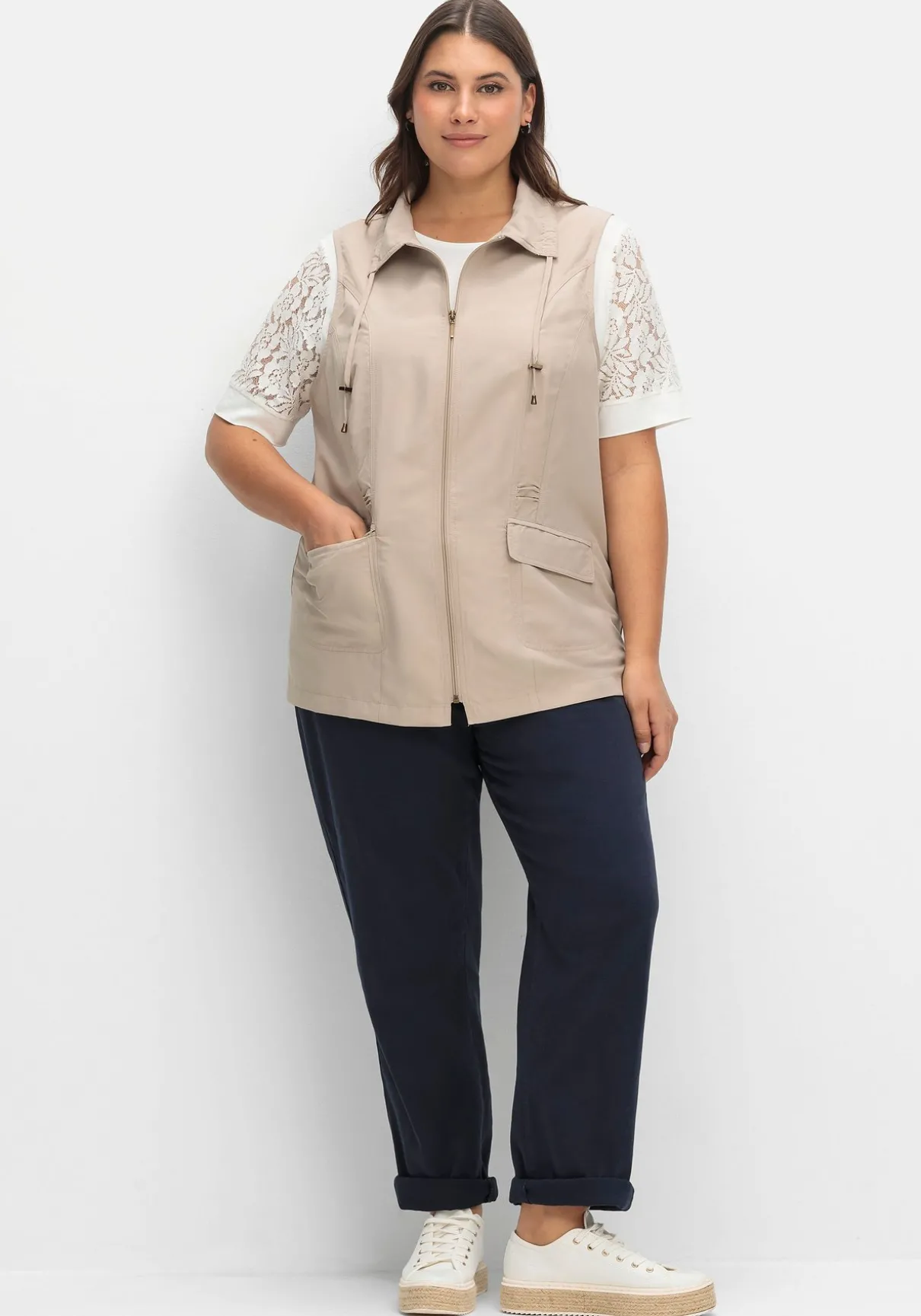 Weste aus Microfaser, mit Umlegekragen