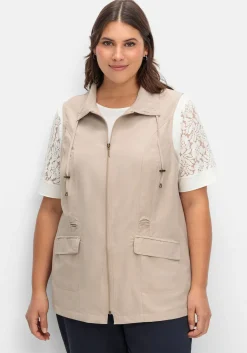 Weste aus Microfaser, mit Umlegekragen