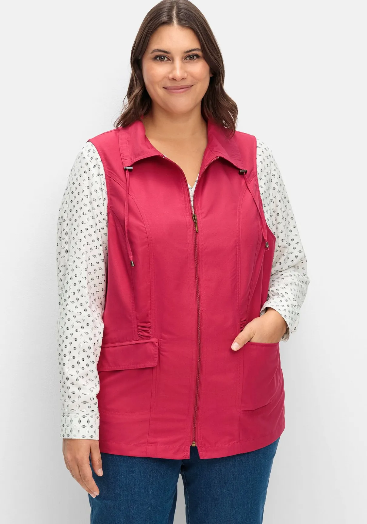 Weste aus Microfaser, mit Umlegekragen