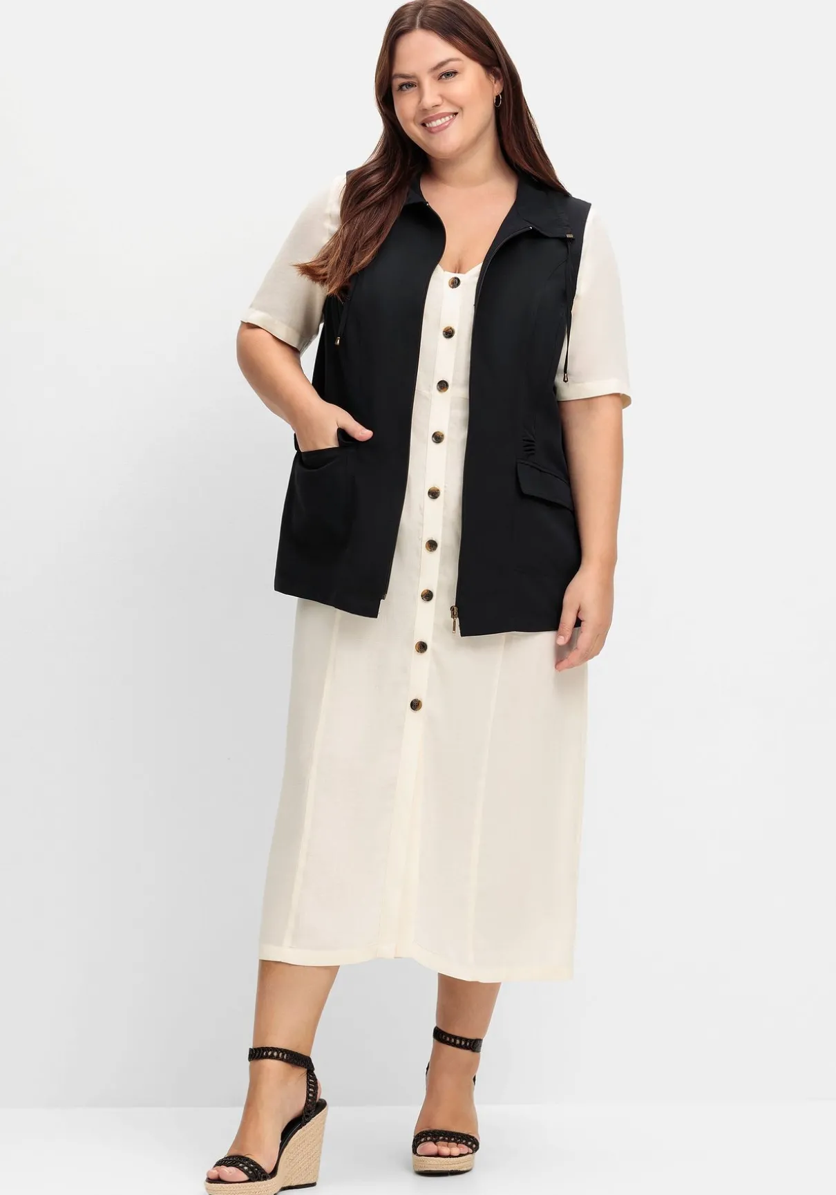 Weste aus Microfaser, mit Umlegekragen